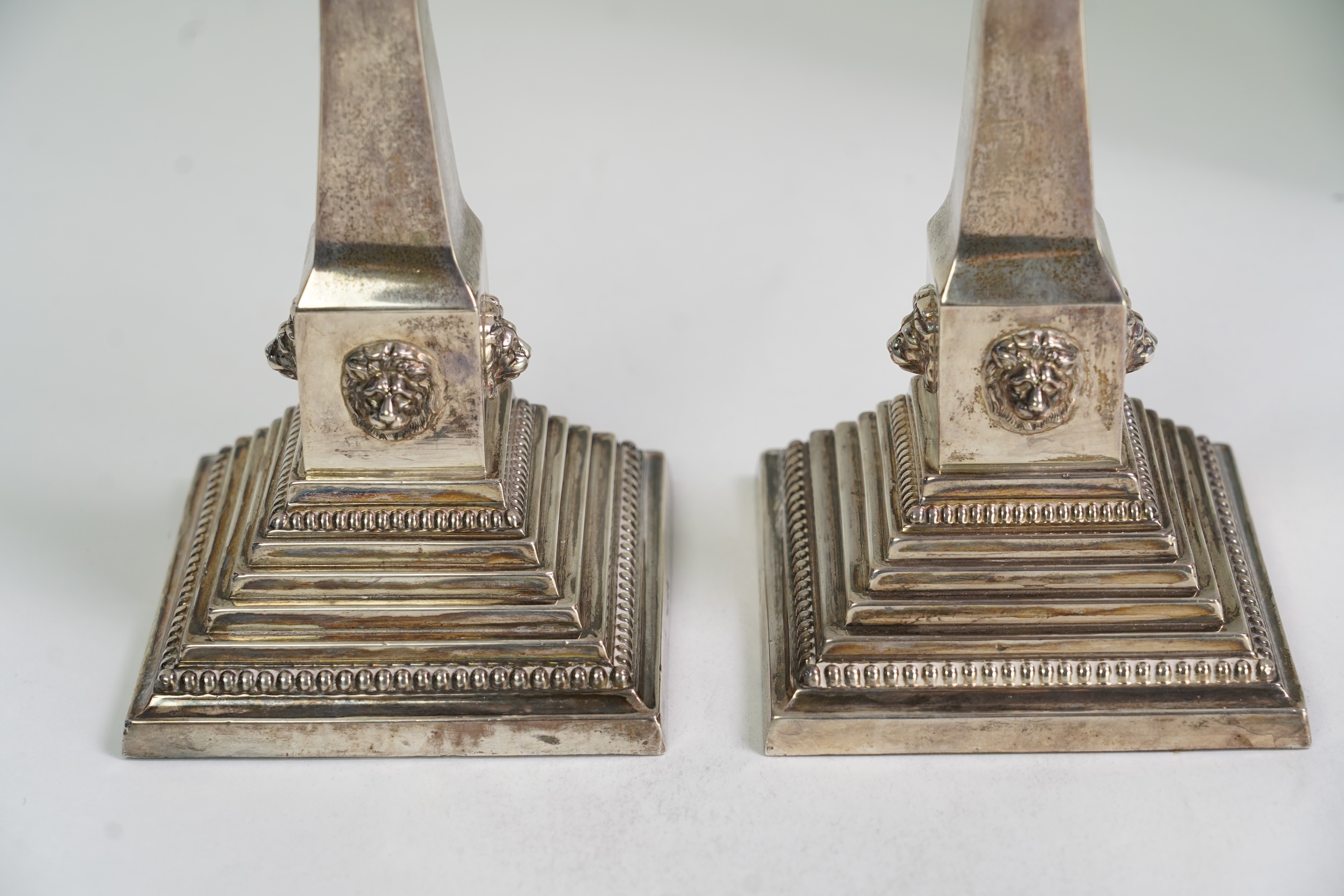 A pair of George V silver candlesticks, maker N.S.